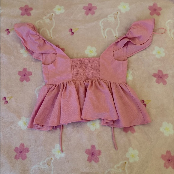 Urban Outfitters Pink Ruffle Babydoll Top Size XS - Picture 2 of 4